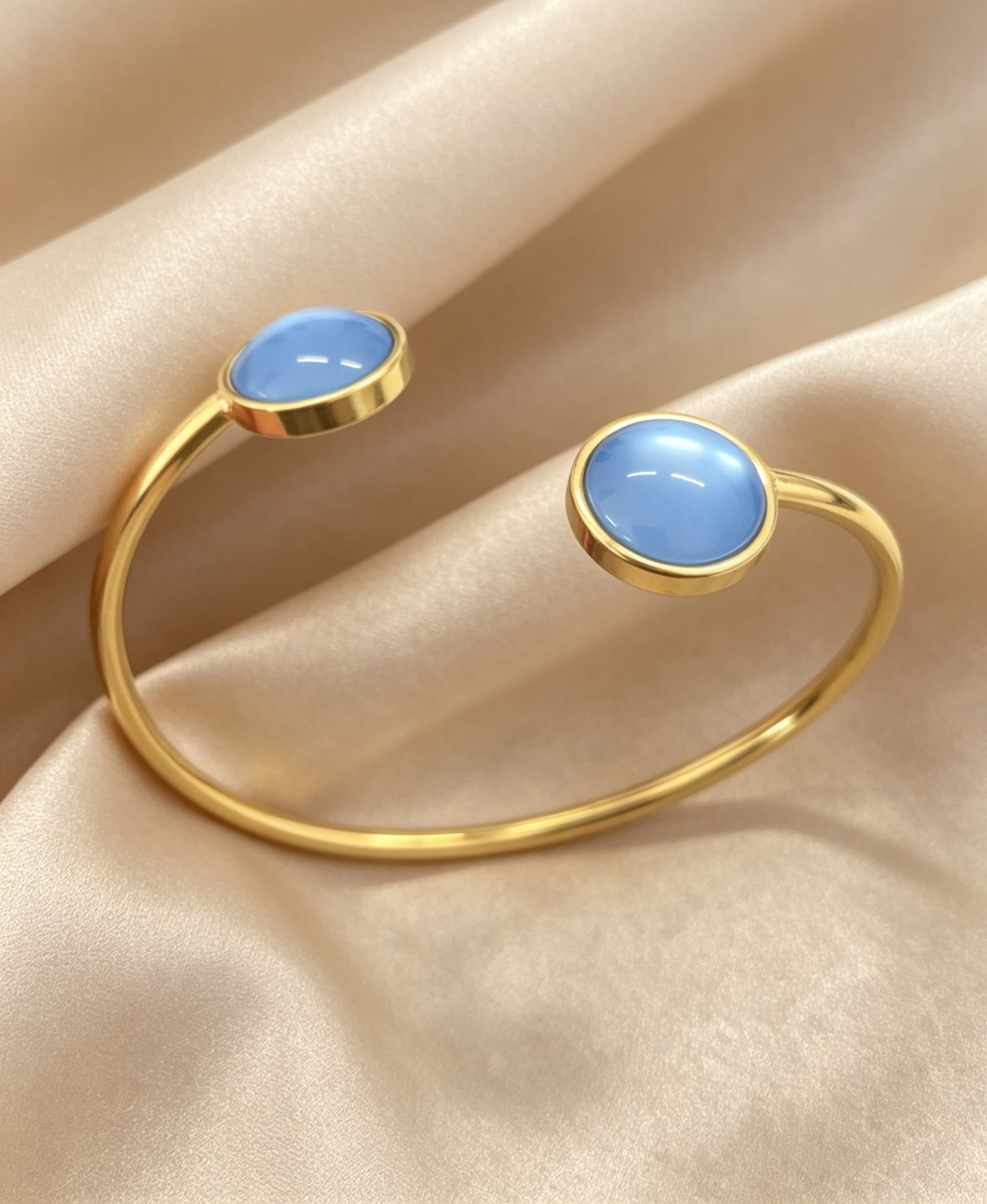 Slightly Adjustable Cuff Bracelet with 2 disc gold tone
