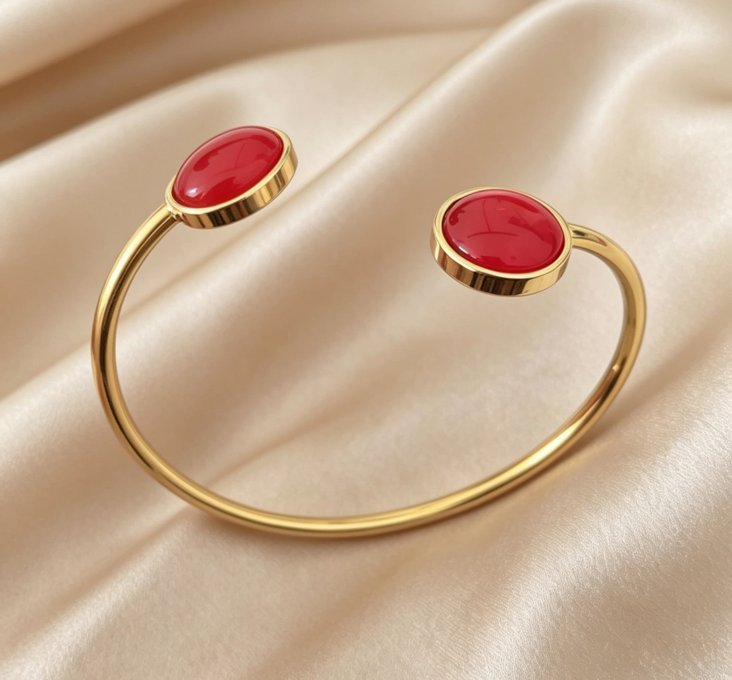 Slightly Adjustable Cuff Bracelet with 2 disc gold tone