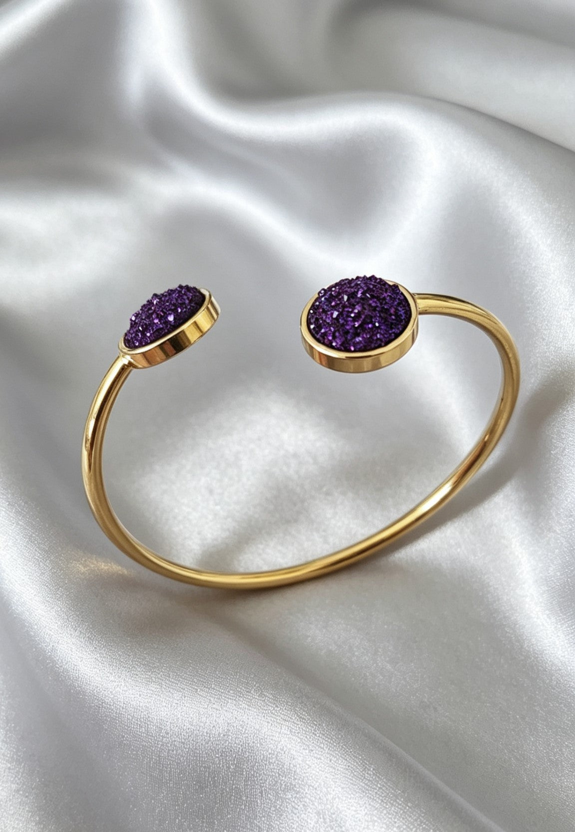 Slightly Adjustable Cuff Bracelet with 2 disc gold tone