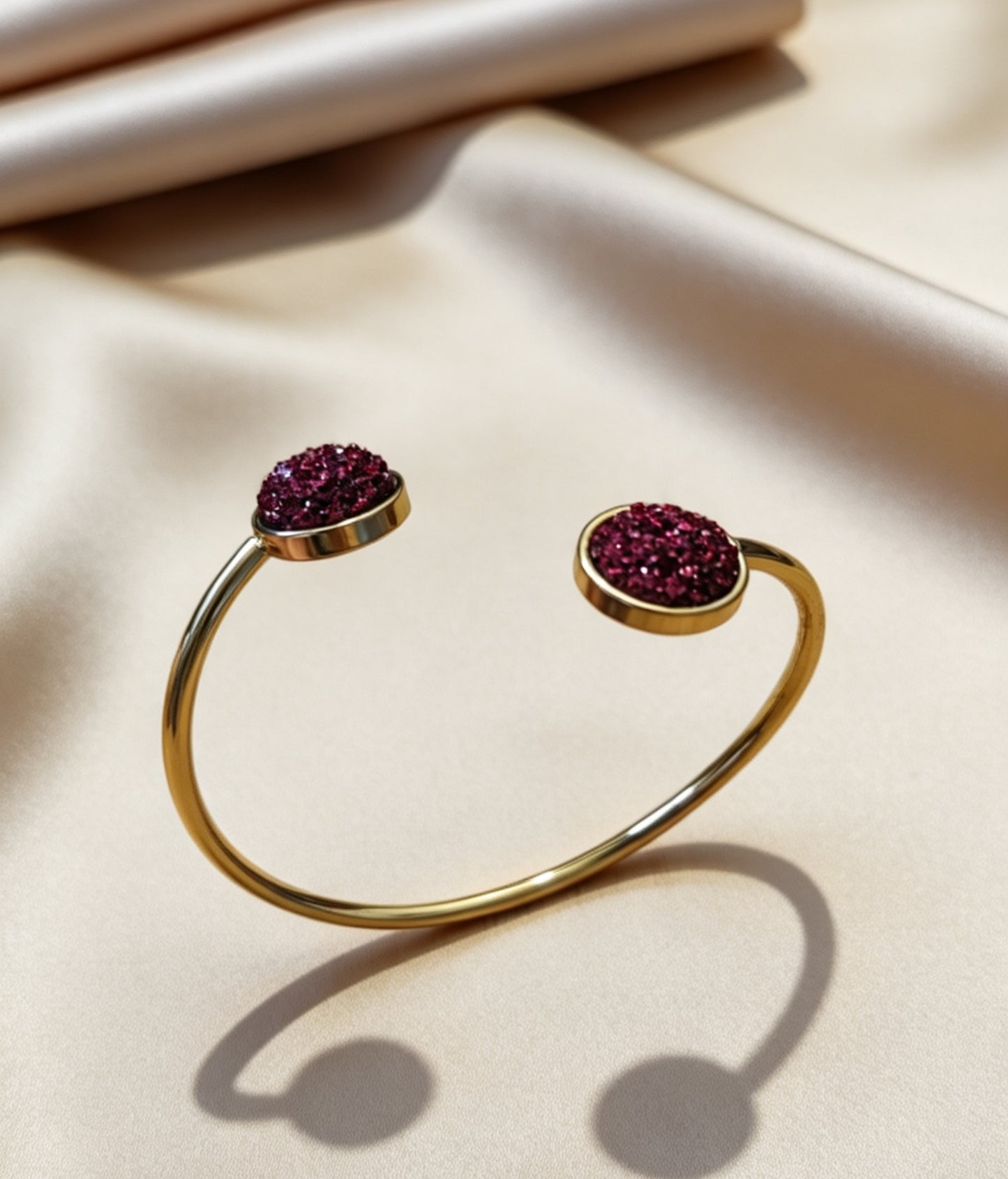 Slightly Adjustable Cuff Bracelet with 2 disc gold tone