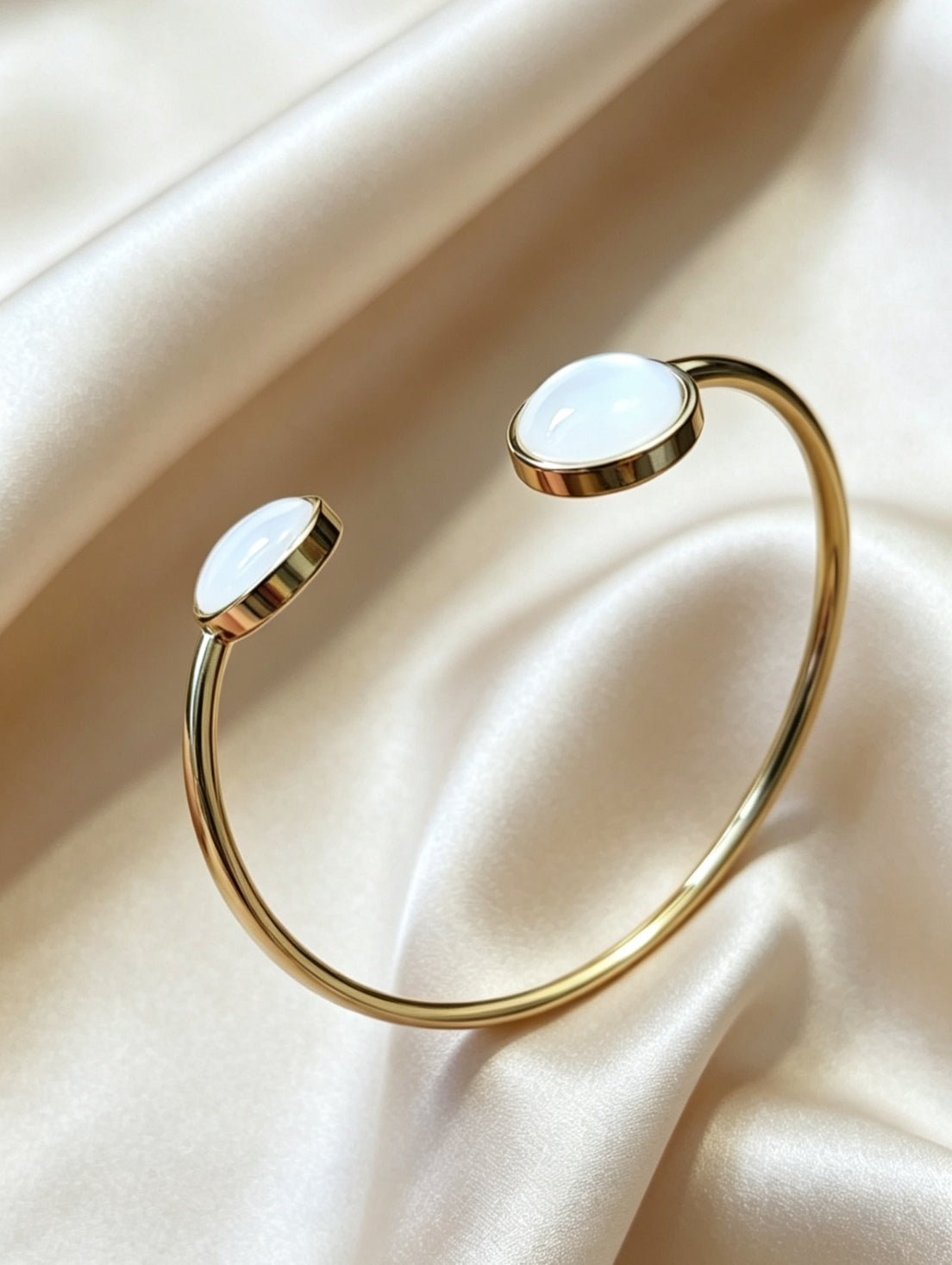 Slightly Adjustable Cuff Bracelet with 2 disc gold tone