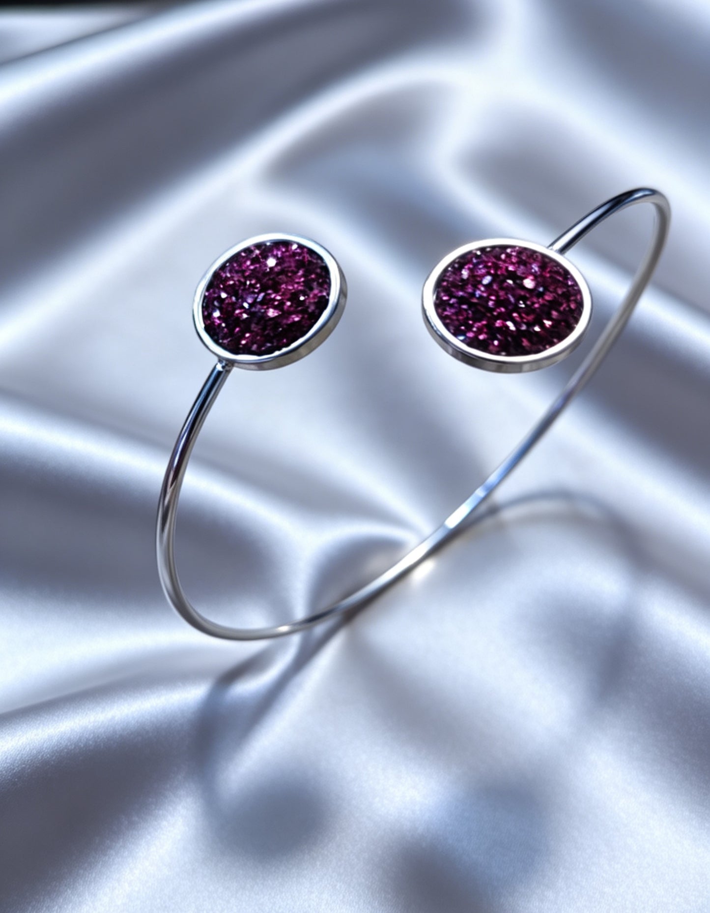 Slightly adjustable Cuff Bracelet L with 2 disc