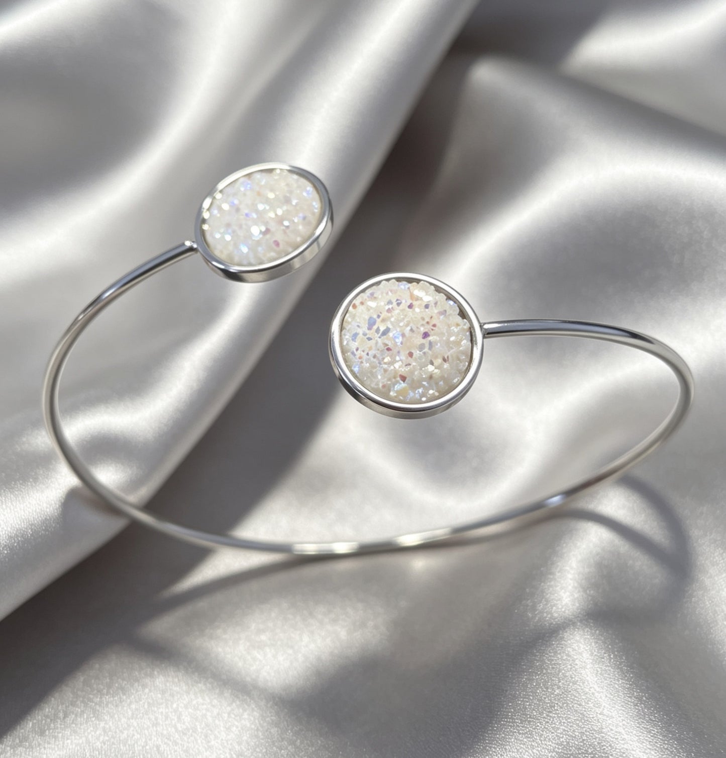 Slightly adjustable Cuff Bracelet L with 2 disc
