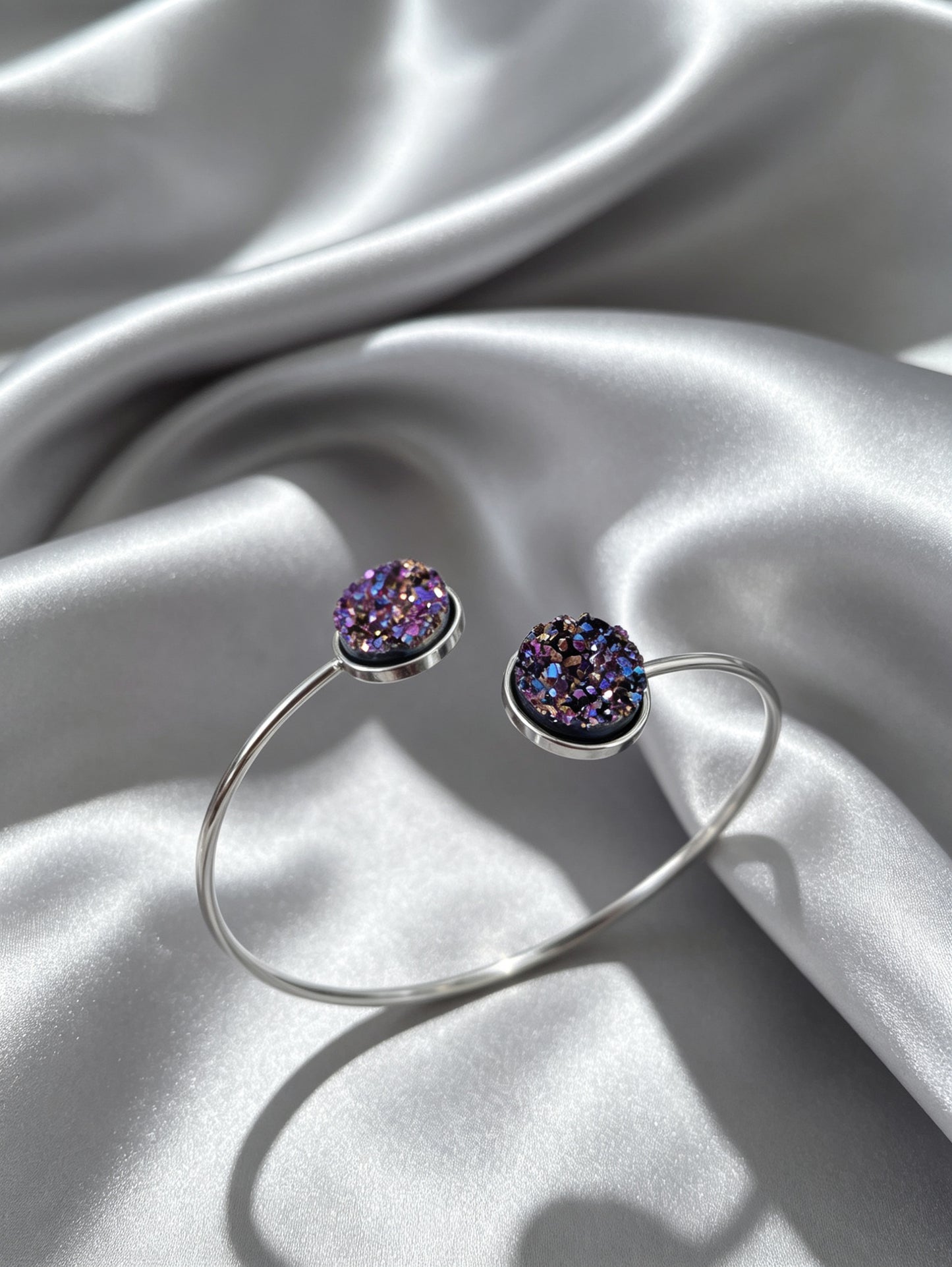 Slightly adjustable Cuff Bracelet L with 2 disc
