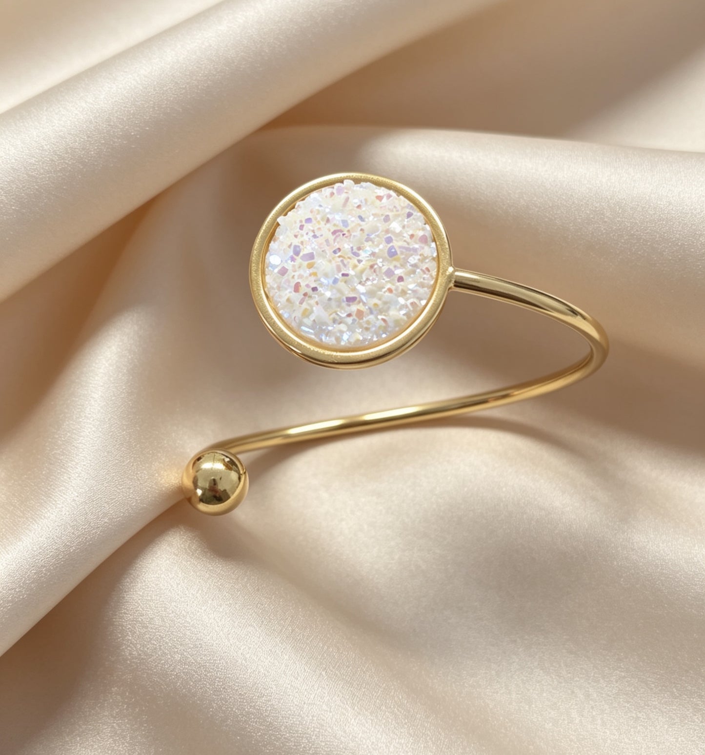 Slightly Adjustable Cuff Bracelet with 1 disc gold tone