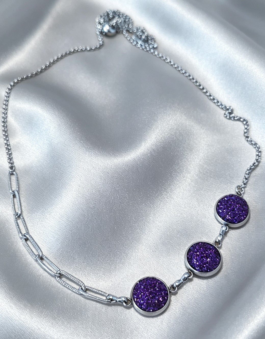 Multi Disc Pendant Necklace in silver tone