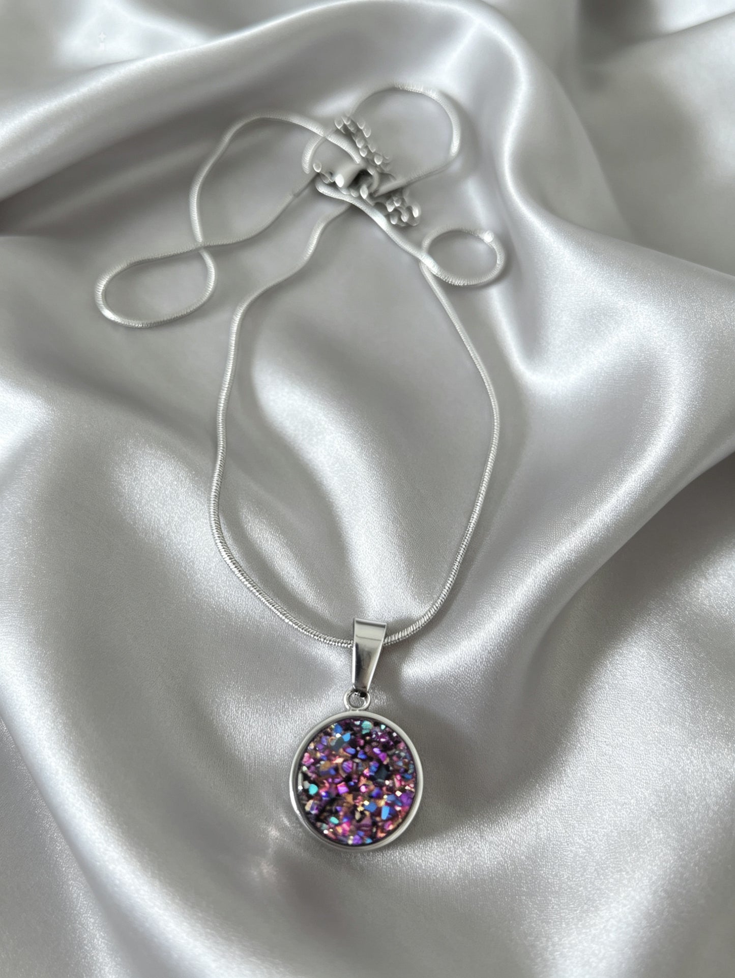 Snake chain Pendant Necklace S in silver tone