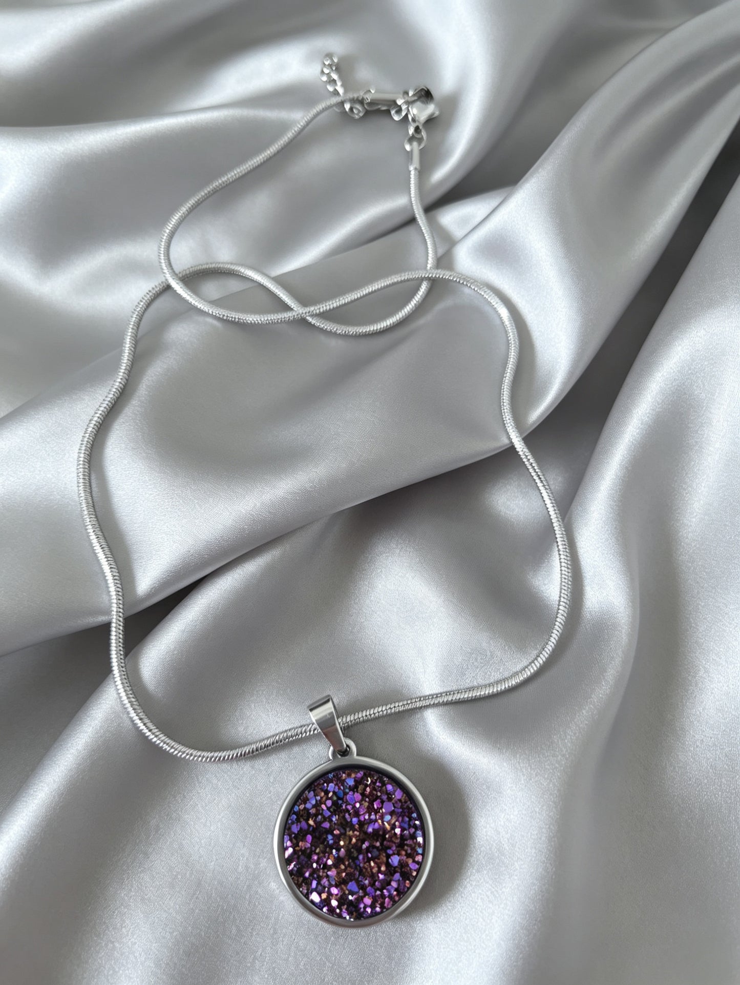 Snake chain Pendant Necklace L in silver tone