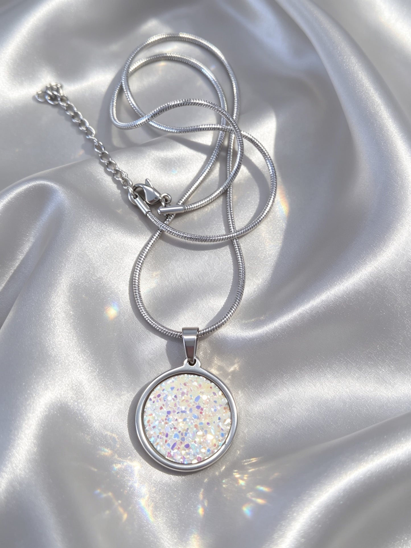 Snake chain Pendant Necklace L in silver tone