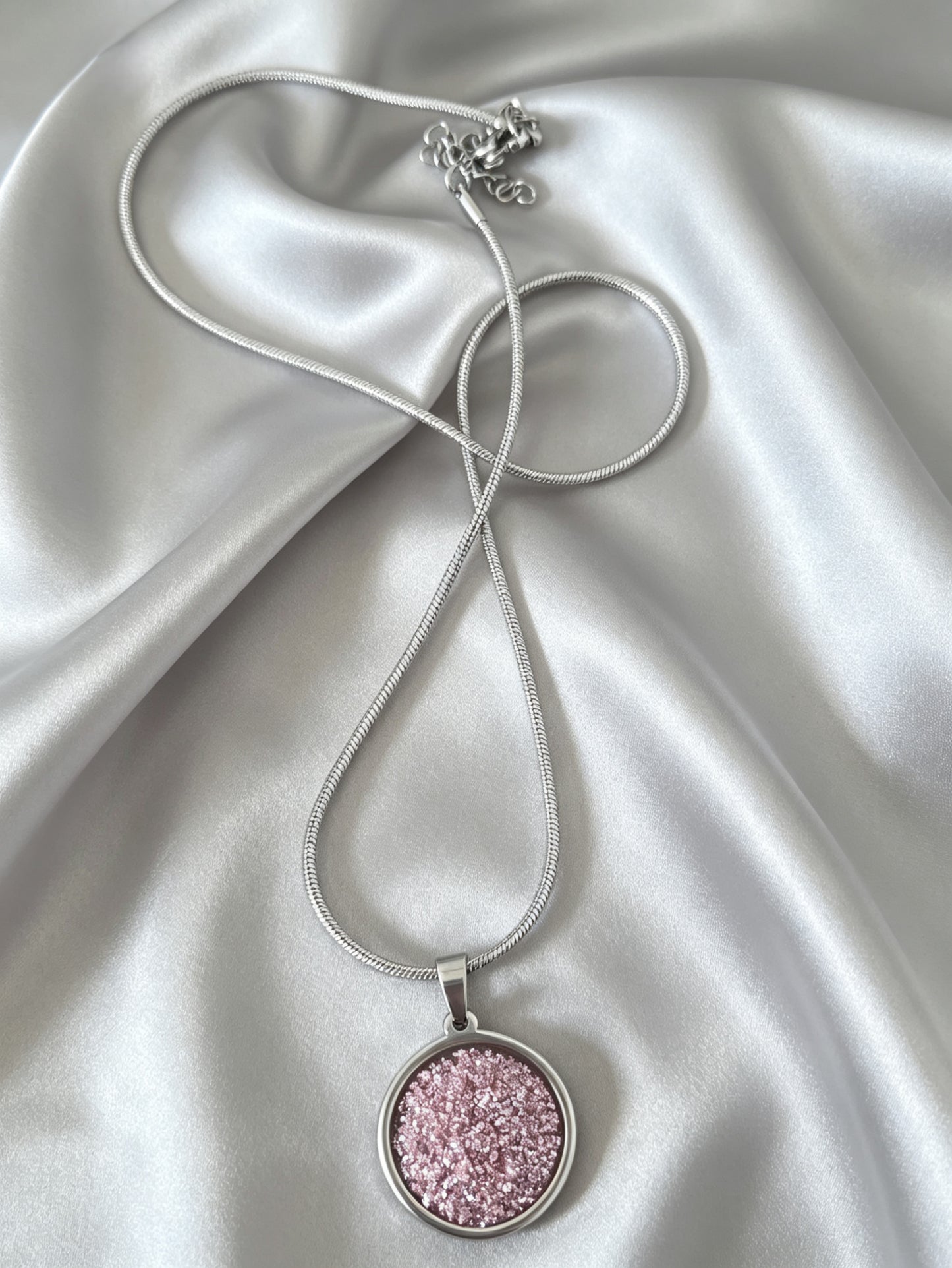 Snake chain Pendant Necklace L in silver tone